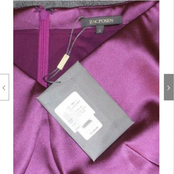 NWT Zac Posen Seam Detail Stretch Satin Cocktail Dress 6 - Picture 9 of 14